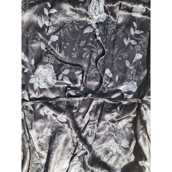 Vintage 100% Silk Black Floral Maxi Slip Dress Size 14 Y2K Boho Fairy 90s 00s - Picture 3 of 3